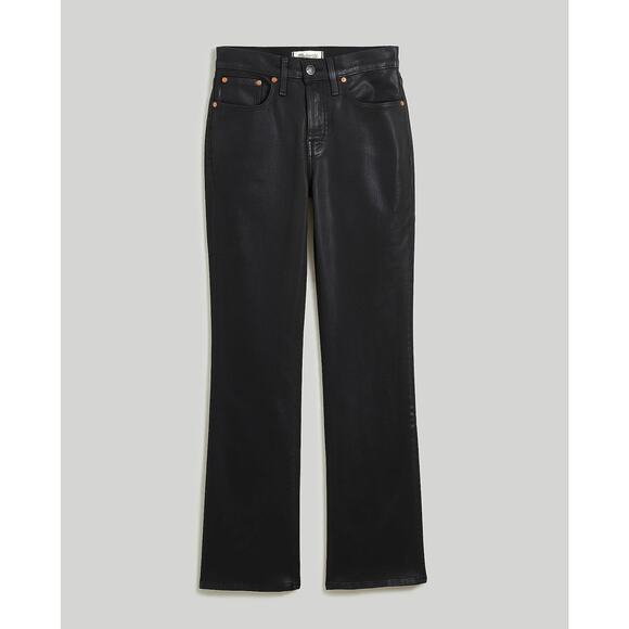 NWT Madewell Kick Out Crop Jeans in True Black Wash: Coated Edition Size 26 - Picture 4 of 8